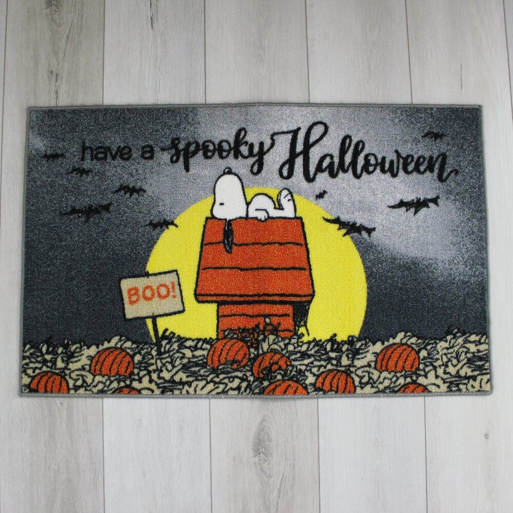 Peanuts Snoopy Have a Spooky Halloween Black Accent Rug Doormat 19.5" x 31.5"